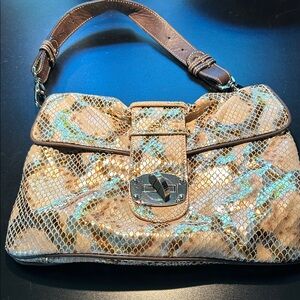 Elegant Snakeskin Pulicati Iridescent Leather Patterned Women's Bag